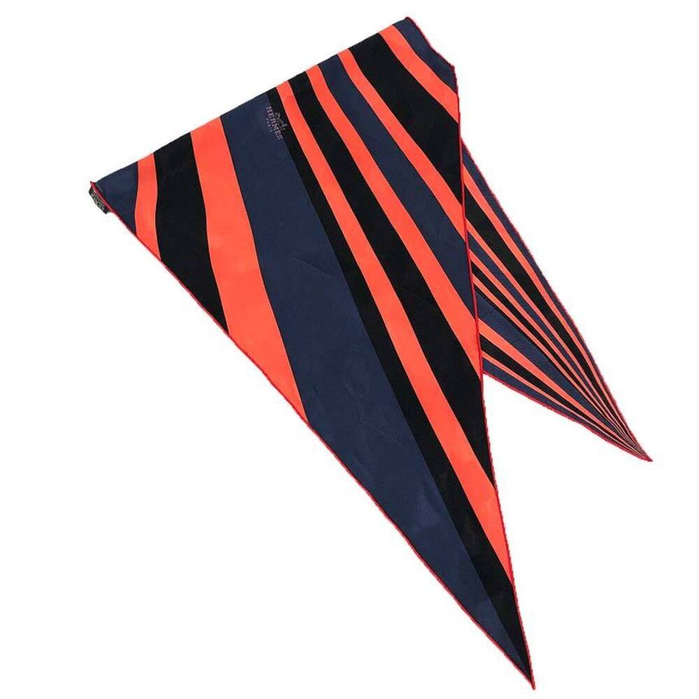 HERMES Carre Losange MM Scarf/Muffler, Diamond Pattern, 100% Silk, Navy x Red